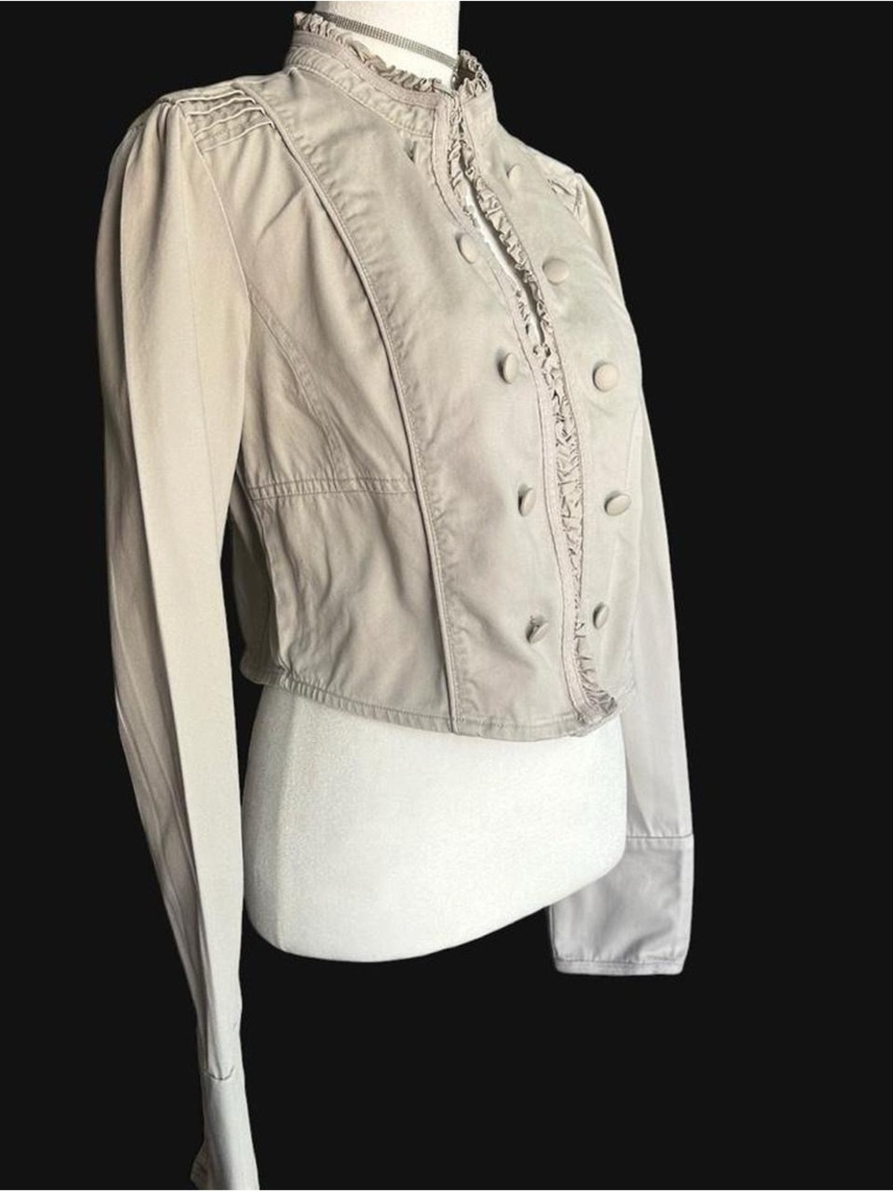 Decree Light Beige Cropped Military-Style Jacket